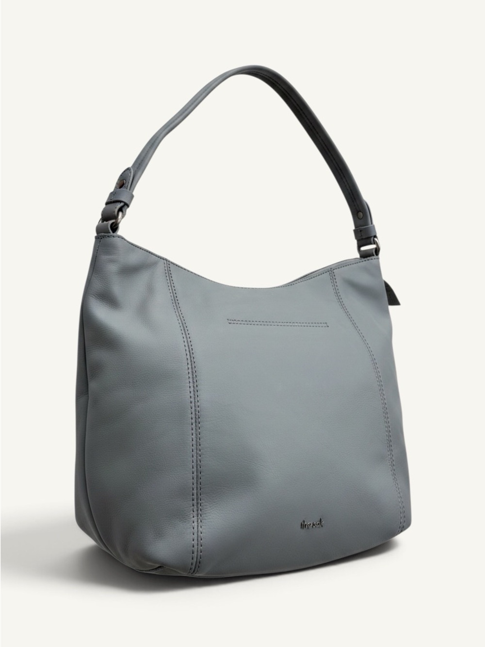 The Sak Gray Leather Hobo Shoulder Bag Braided Detail NWOT